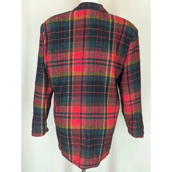 Vintage Streetwear 80s 90s Red Plaid Wool Blend Blazer Size Small Oversized - Picture 2 of 8